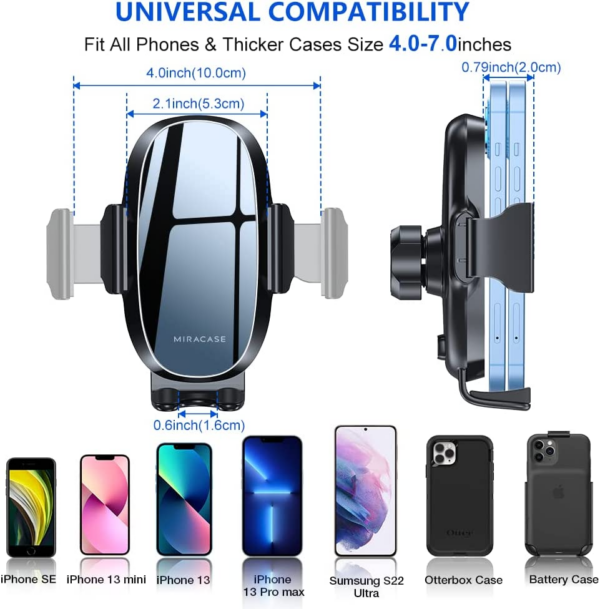 Upgraded-2Nd Generation Universal Phone Holder for Car, Air Vent Car Mount Compatible with Iphone 14 Series/14 Pro Max/13 Series/12 Series/11 and All Phones, Black - Image 4