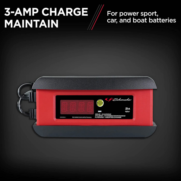 SP1297 Fully Automatic Battery Charger, Maintainer, and Auto Desulfator - 3 Amp, 12V - for Cars, Motorcycles, Lawn Tractors, Power Sports, Marine Batteries - Image 2