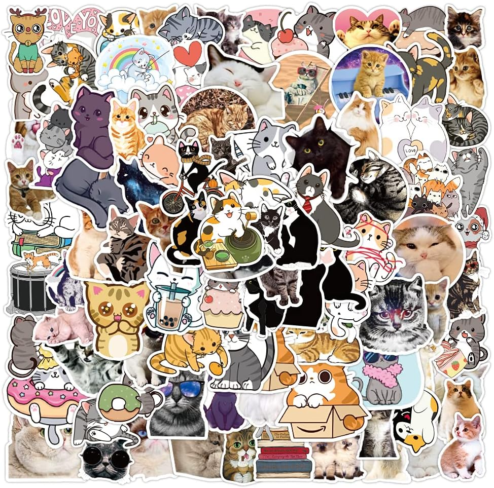 Zoolom 100Pc Cute Stickers for Water Bottles,Cute Aesthetic Stickers,Laptop Computer Skateboard Stickers,Vinyl Stickers,Waterproof Sticker,Cat Stickers,Sticker Pack,Sticker for Teen Girl Gift Sticker