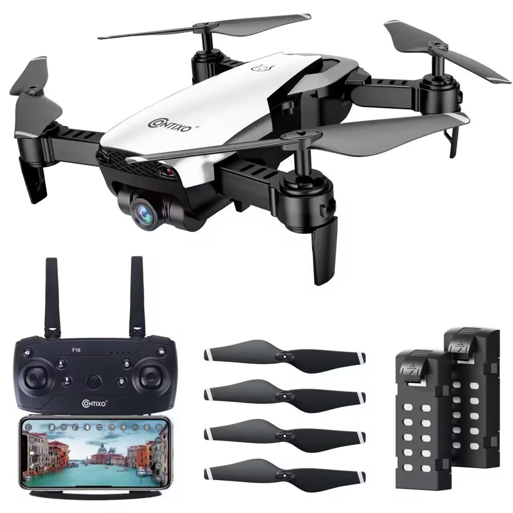 F16 FPV Drone with 1080P HD Camera Wifi, RC Quadcopter 6 Axis Gyro, Follow Me Mode, Altitude Hold, Gesture Control, Headless Mode, 2.4Ghz Drone for Kids & Adults Batteries Included