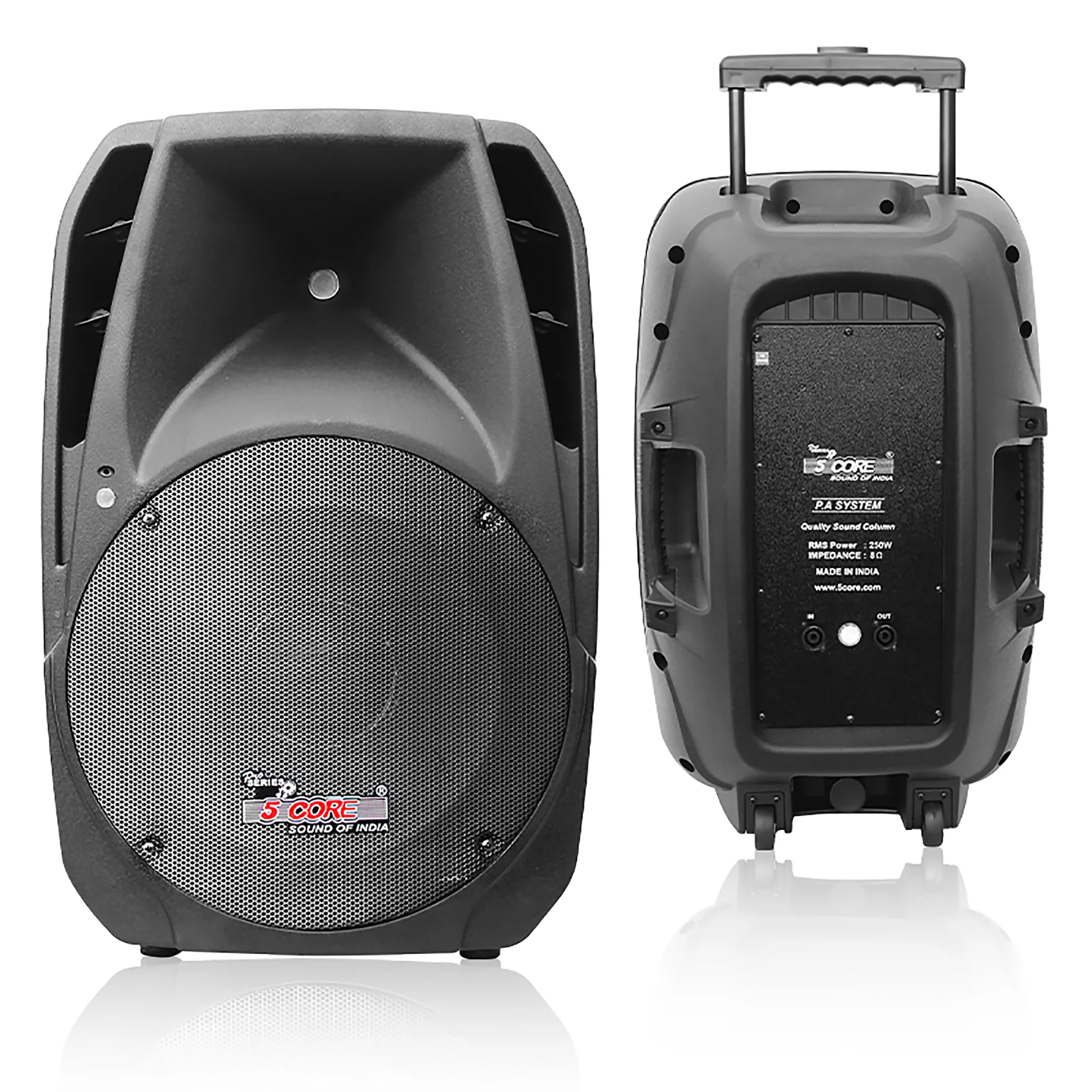 5 Core DJ Speakers 15 Inch PA Speaker System 250W RMS Indoor Outdoor PA System Tough ABS Cabinet Speakon Connection 8 Ohm Party Sound System -PC 42