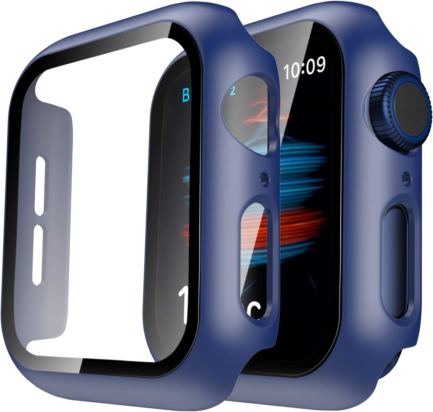 2 Pack Hard Case Designed for Apple Watch Se/Series 6/5/4 40Mm with 9H Tempered Glass Screen Protector, [Touch Sensitive] [Full Coverage] Slim Bumper Protective Cover, Blue