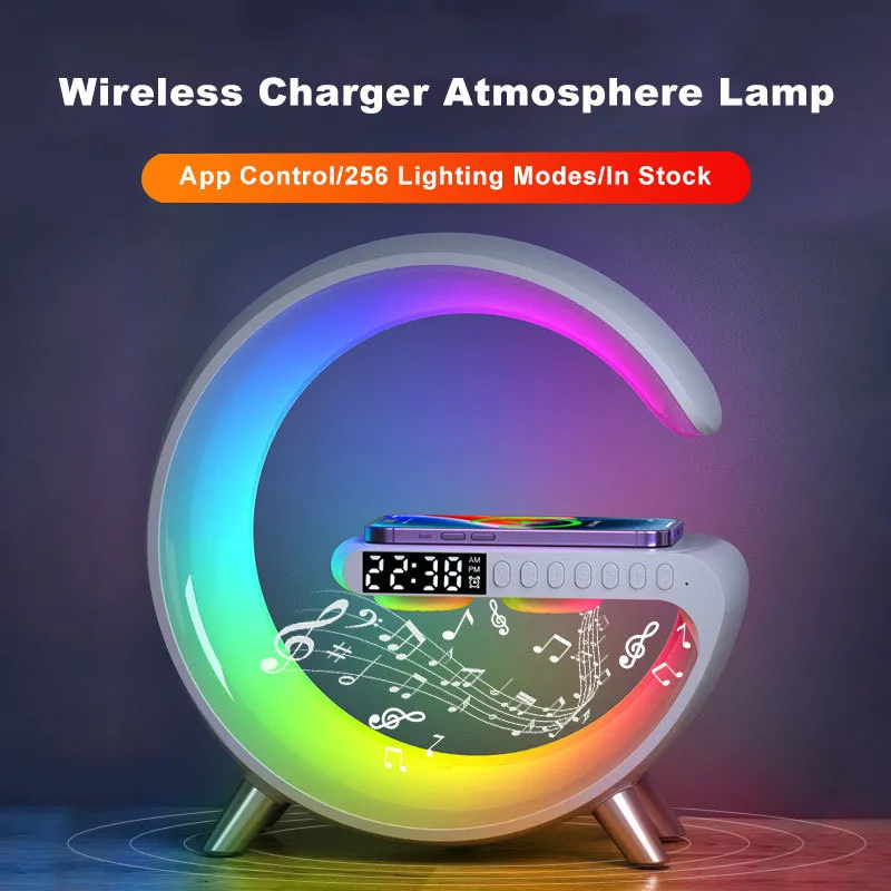 New Intelligent G Shaped LED Lamp Bluetooth Speake Wireless Charger Atmosphere Lamp App Control For Bedroom Home Decor - Image 4