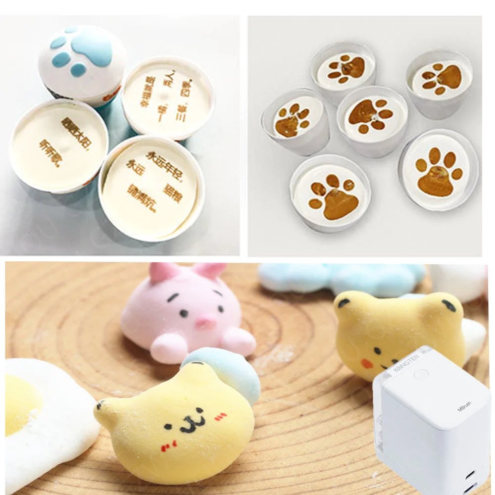 Kongten Mbrush Portable Mini Pattern Printer Color Ink Cake Printer Color Handheld Custom Pattern Macaron Coffe Printer Ink