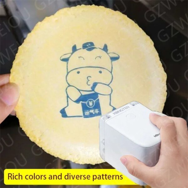 Kongten Mbrush Portable Mini Printer Color Handheld Custom Pattern Macaron Cake Coffee Printer