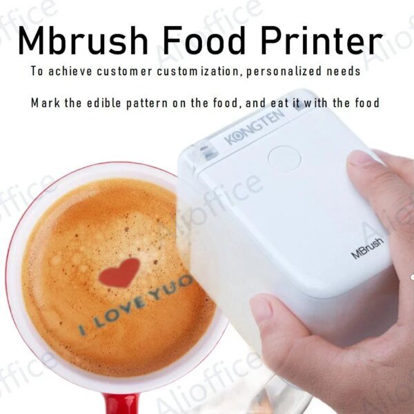 Kongten Mbrush Portable Mini Printer Color Handheld Custom Pattern Macaron Cake Coffee Printer - Image 3