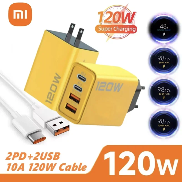 XIAOMI 120W Fast Charger TypeC 10A Cable Ultra Fast Charge 4Port USB C PD High Speed Charger Adapter For Xiaomi iPhone 16 Huawei - Image 2