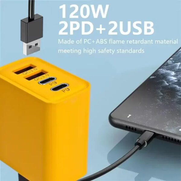 XIAOMI 120W Fast Charger TypeC 10A Cable Ultra Fast Charge 4Port USB C PD High Speed Charger Adapter For Xiaomi iPhone 16 Huawei - Image 4