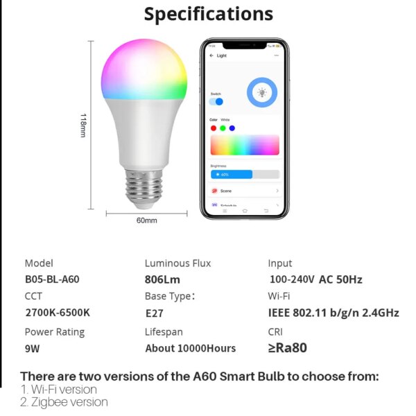 eWelink Smart Bulb E27 WiFi Dimmable DIY Lamp RGBCW LED Light 100-240V APP Control Support Alexa Google Home Alice Smartthings - Image 6