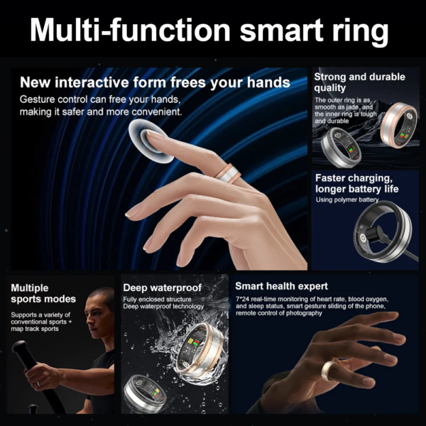 Xiaomi Smart Ring Video Page Turning Heart Rate Sleep Monitor 5ATM Waterproof Sport Smart Ring Women Men For Android IOS - Image 2