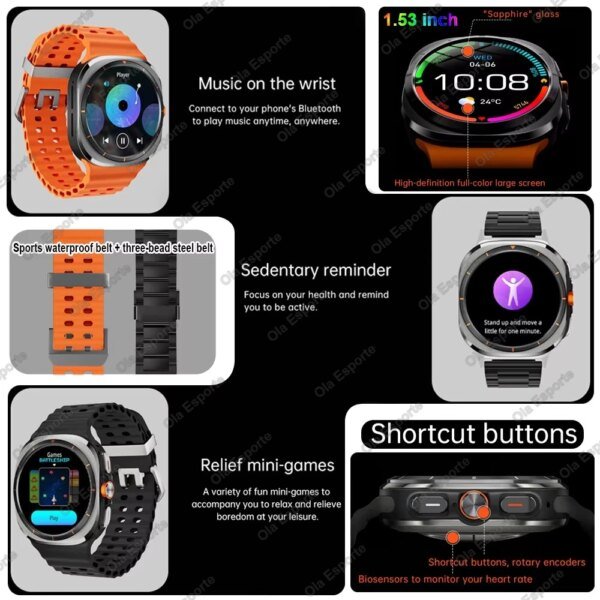 2024 New For Samsung Galaxy Women Smart Watch 500mAh GPS Track Men Smartwatch Heart Rate Monitoring AMOLED BT Call Sports Watch - Image 4