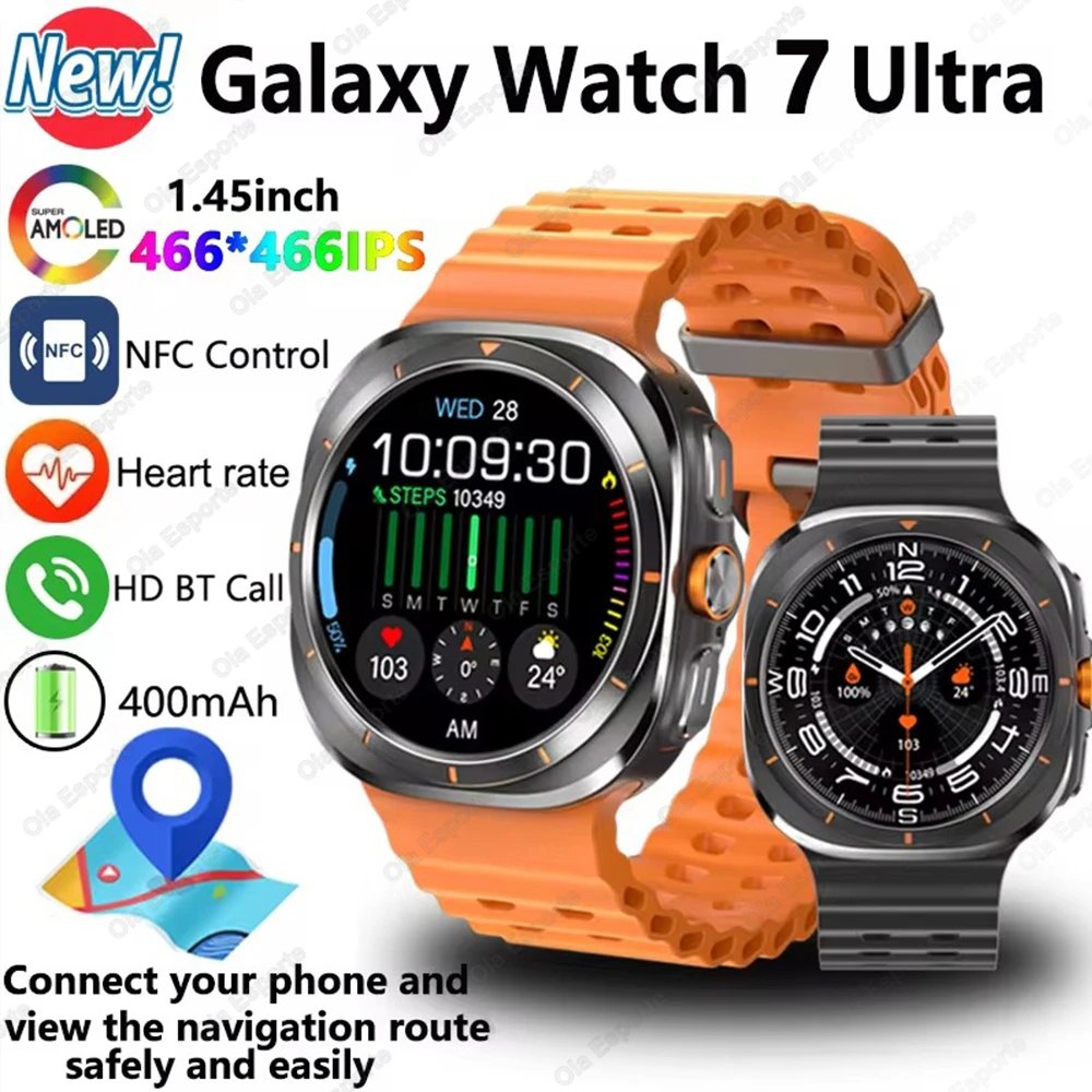 For Samsung Galaxy Watch 7 Ultra GPS NFC Compass Smart Watch Outdoor Sport Man AMOLED 466*466 Galaxy Watch 6 Upgraded Smartwatch