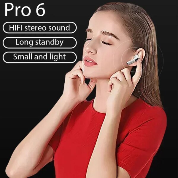 Pro 6 TWS Bluetooth Earphones Wireless Bluetooth Headset Noise Cancelling Earbuds with Mic Pro6 Wireless Headphones for IPhone - Image 4