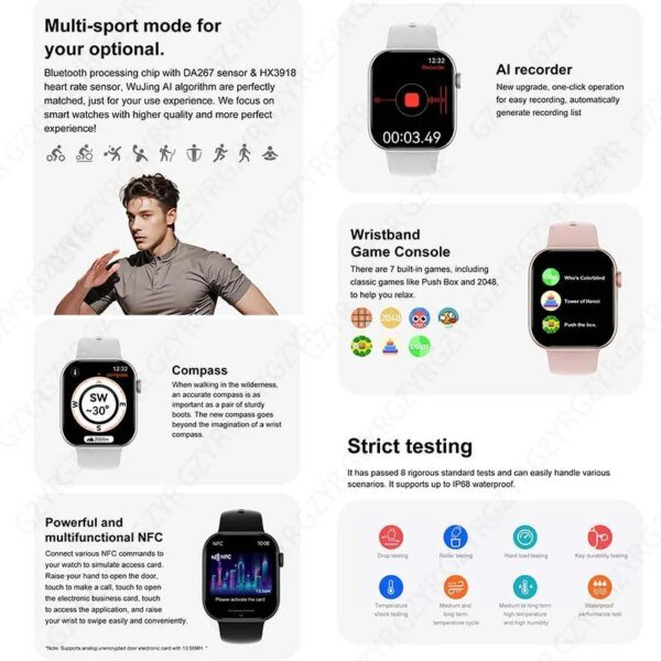 2024 New For Original Apple Watch Series 10 Men Smartwatch Bluetooth Call NFC IP68 Waterproof Compass GPS Track Women Smartwatch - Image 6