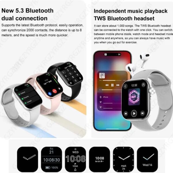 2024 New For Original Apple Watch Series 10 Men Smartwatch Bluetooth Call NFC IP68 Waterproof Compass GPS Track Women Smartwatch - Image 5