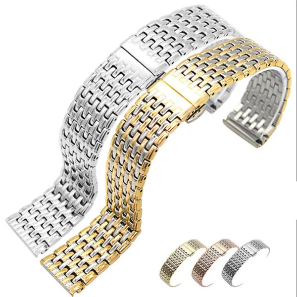 Slim Solid Watch Strap 13mm 18mm 20mm 22mm Stainless Steel Watch Band Butterfly Buckle Replacement Watchband Wrist Bracelet JL9Z - Image 2