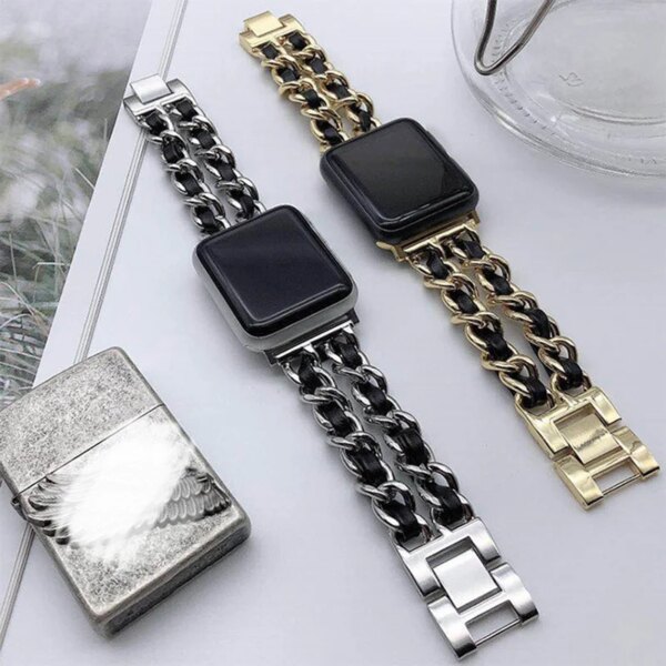 Women Metal Strap for Apple Watch Band 10 9 8 Ultra 46mm 42mm 49mm 7 SE 6 5 41mm 45mm 44/40mm Lady Gold Steel Bracelet Wristband - Image 4