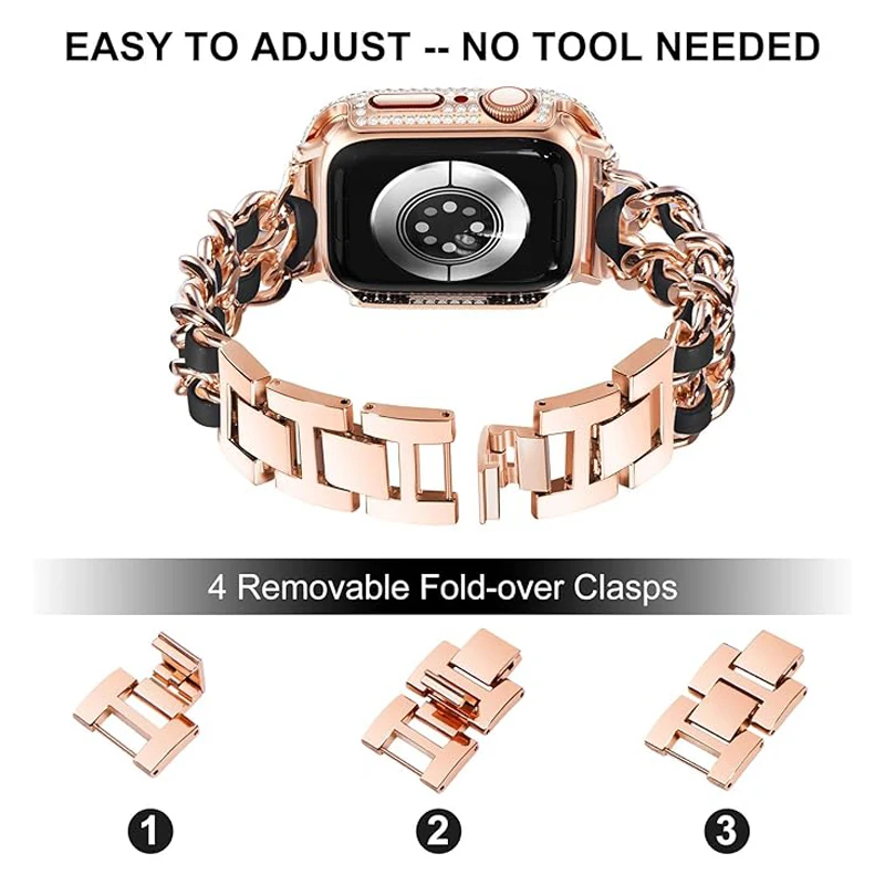 Women Metal Strap for Apple Watch Band 10 9 8 Ultra 46mm 42mm 49mm 7 SE 6 5 41mm 45mm 44/40mm Lady Gold Steel Bracelet Wristband Women Metal Strap for Apple Watch Band 10 9 8 Ultra 46mm 42mm 49mm 7 SE 6 5 41mm 45mm 44/40mm Lady Gold Steel Bracelet Wristband