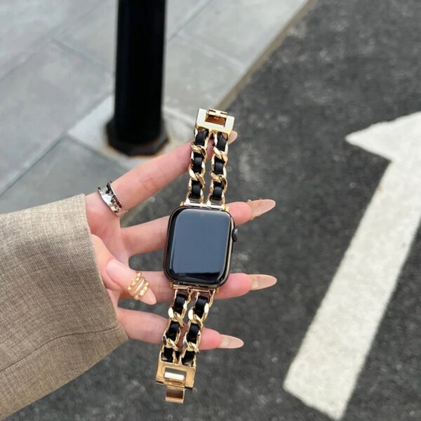 Women Metal Strap for Apple Watch Band 10 9 8 Ultra 46mm 42mm 49mm 7 SE 6 5 41mm 45mm 44/40mm Lady Gold Steel Bracelet Wristband - Image 2