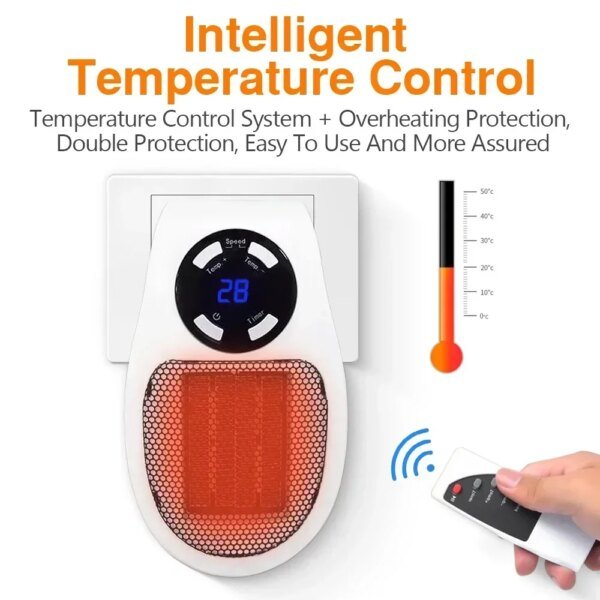 Mini Electric Portable Heater Wall-Outle Air Heater Powerful Warm Blower Household Radiator Remote Warmer Room Heating Stove - Image 4