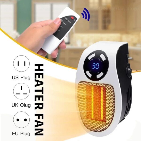 Mini Electric Portable Heater Wall-Outle Air Heater Powerful Warm Blower Household Radiator Remote Warmer Room Heating Stove