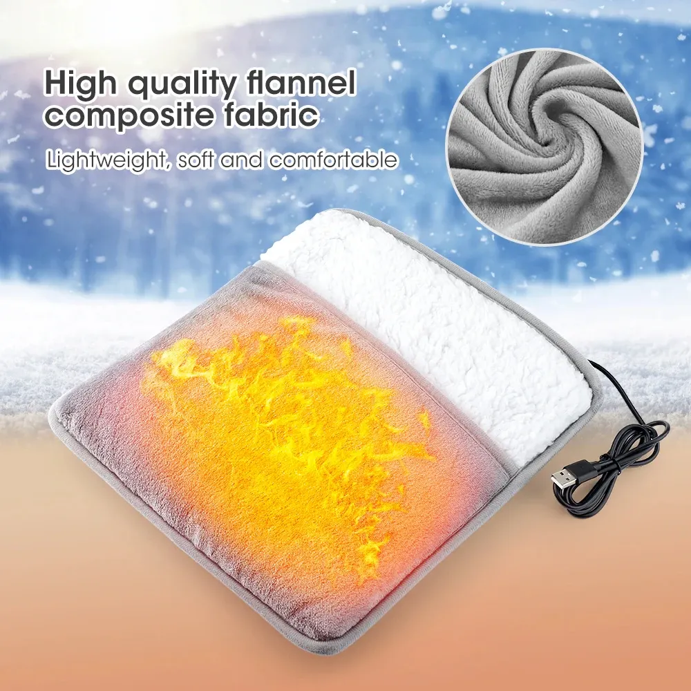 Winter USB Charging Electric Foot Heating Pad Universal Soft Plush Washable Foot Warmer Heater Household Foot Warming Mat
