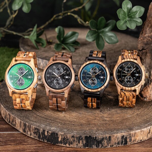 BOBO BIRD Wooden Men's Watch Handcrafted Vintage Stylish Natural Wood Quartz Wristwatch With Unique Design Eco-Friendly 2024 New - Image 6