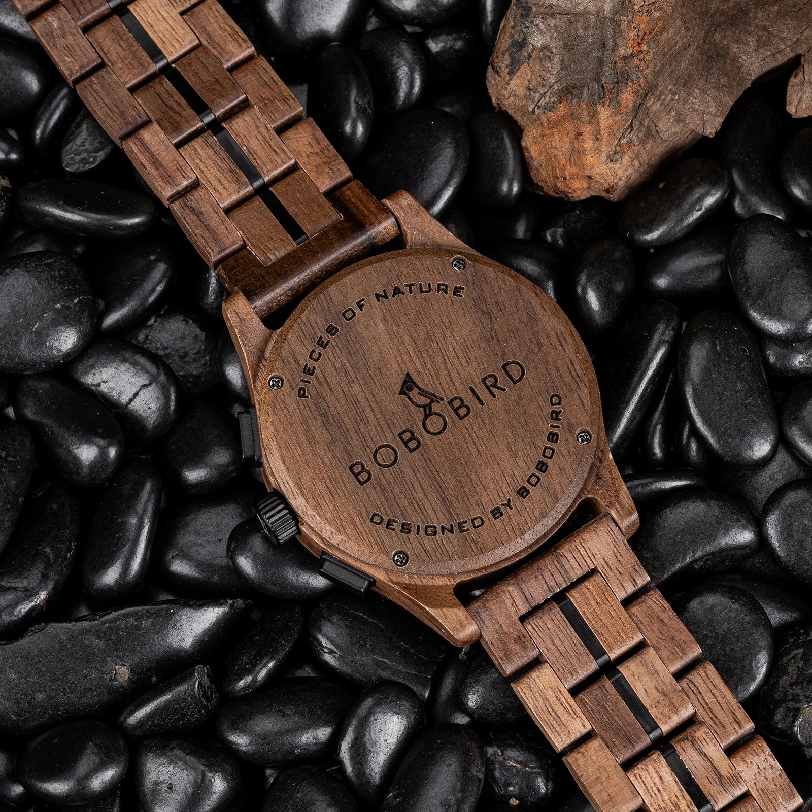 BOBO BIRD Wooden Men's Watch Handcrafted Vintage Stylish Natural Wood Quartz Wristwatch With Unique Design Eco-Friendly 2024 New