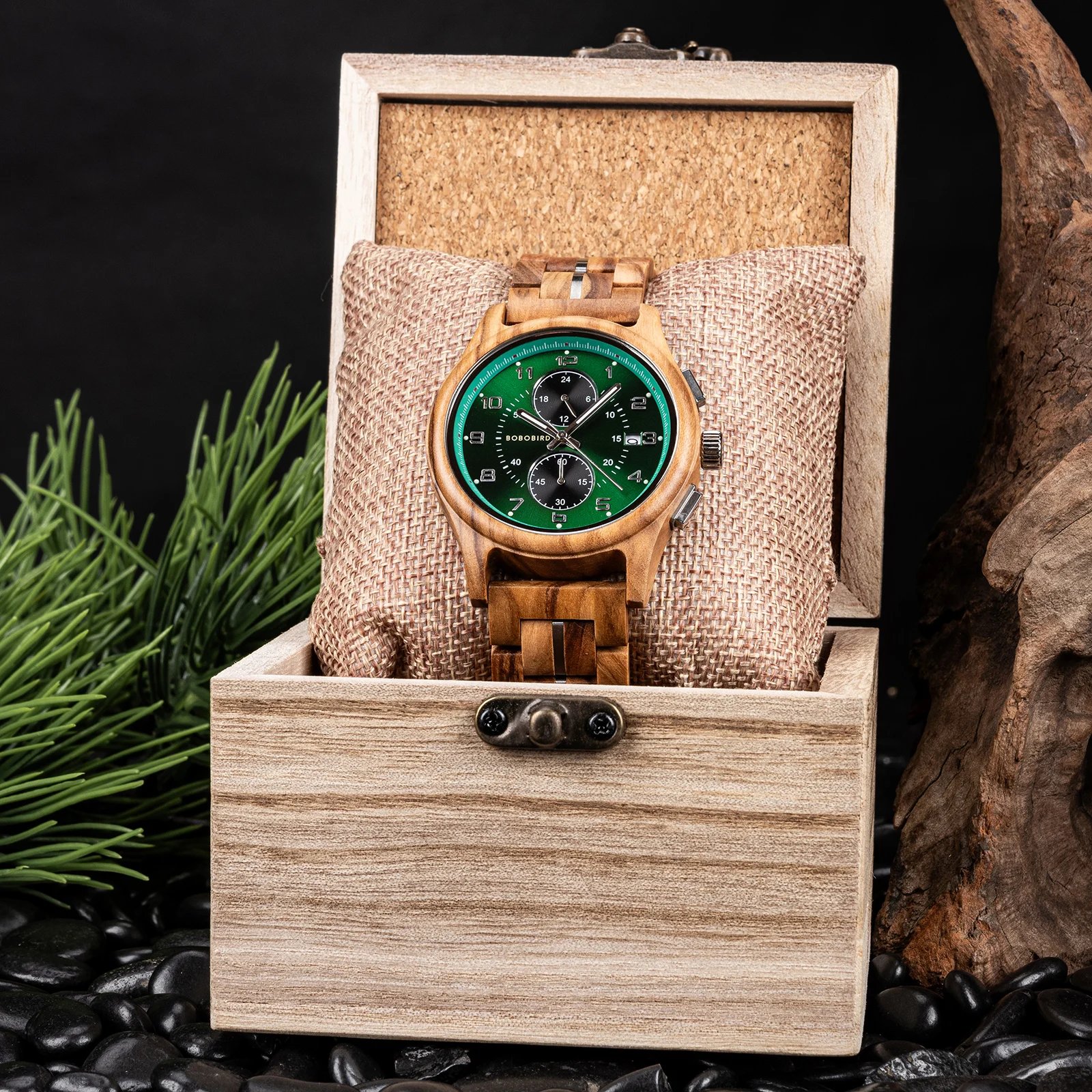 BOBO BIRD Wooden Men's Watch Handcrafted Vintage Stylish Natural Wood Quartz Wristwatch With Unique Design Eco-Friendly 2024 New