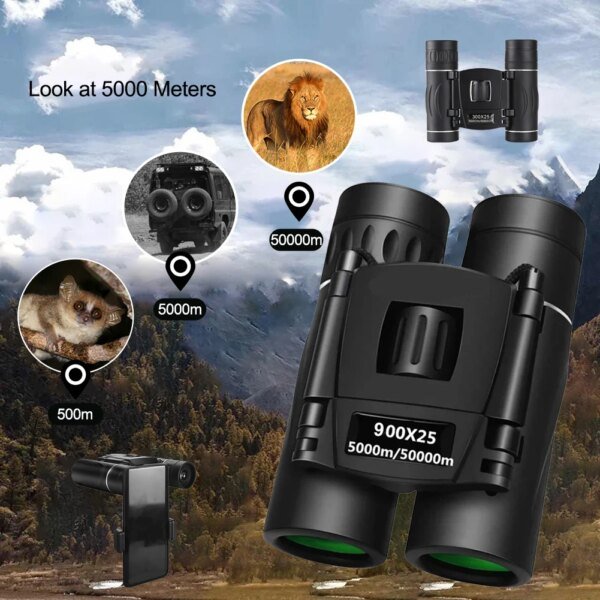 900x25 HD Zoom Portable Powerful Binoculars Long Range BAK4 Telescope Jumelles Folding Low Light Binoculars for Hunting Camping - Image 2