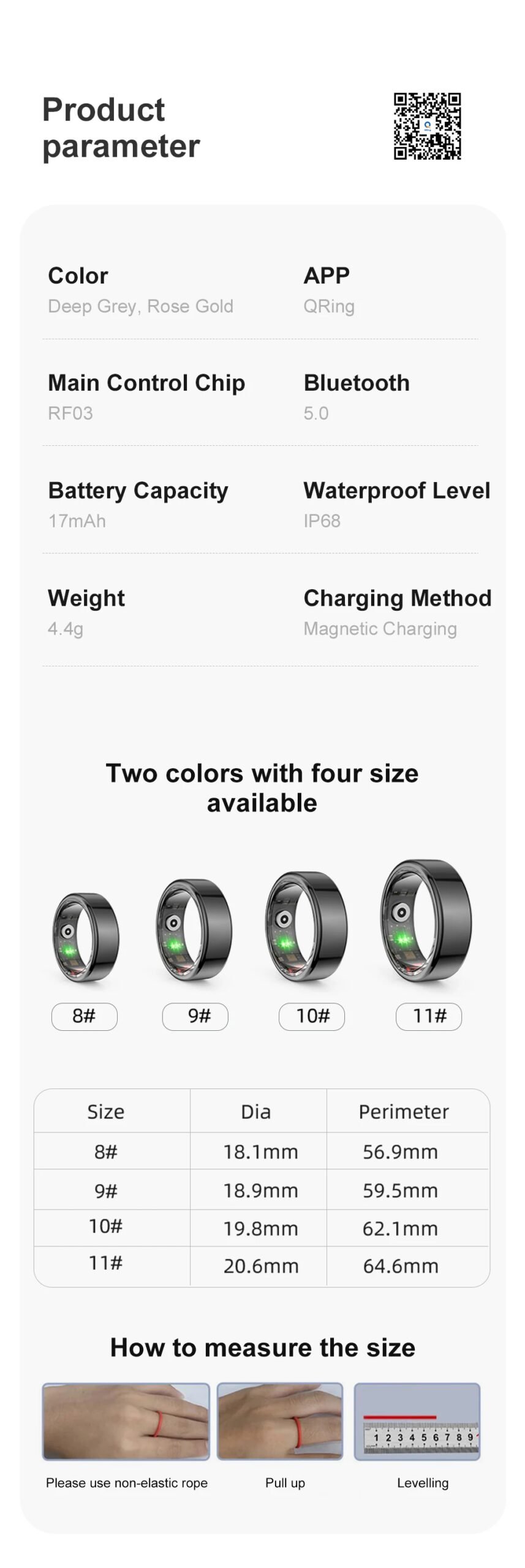 COLMI R02 Smart Ring Military Grade Titanium Steel Shell Health Monitoring IP68 & 3ATM Waterproof Multi-sport Modes