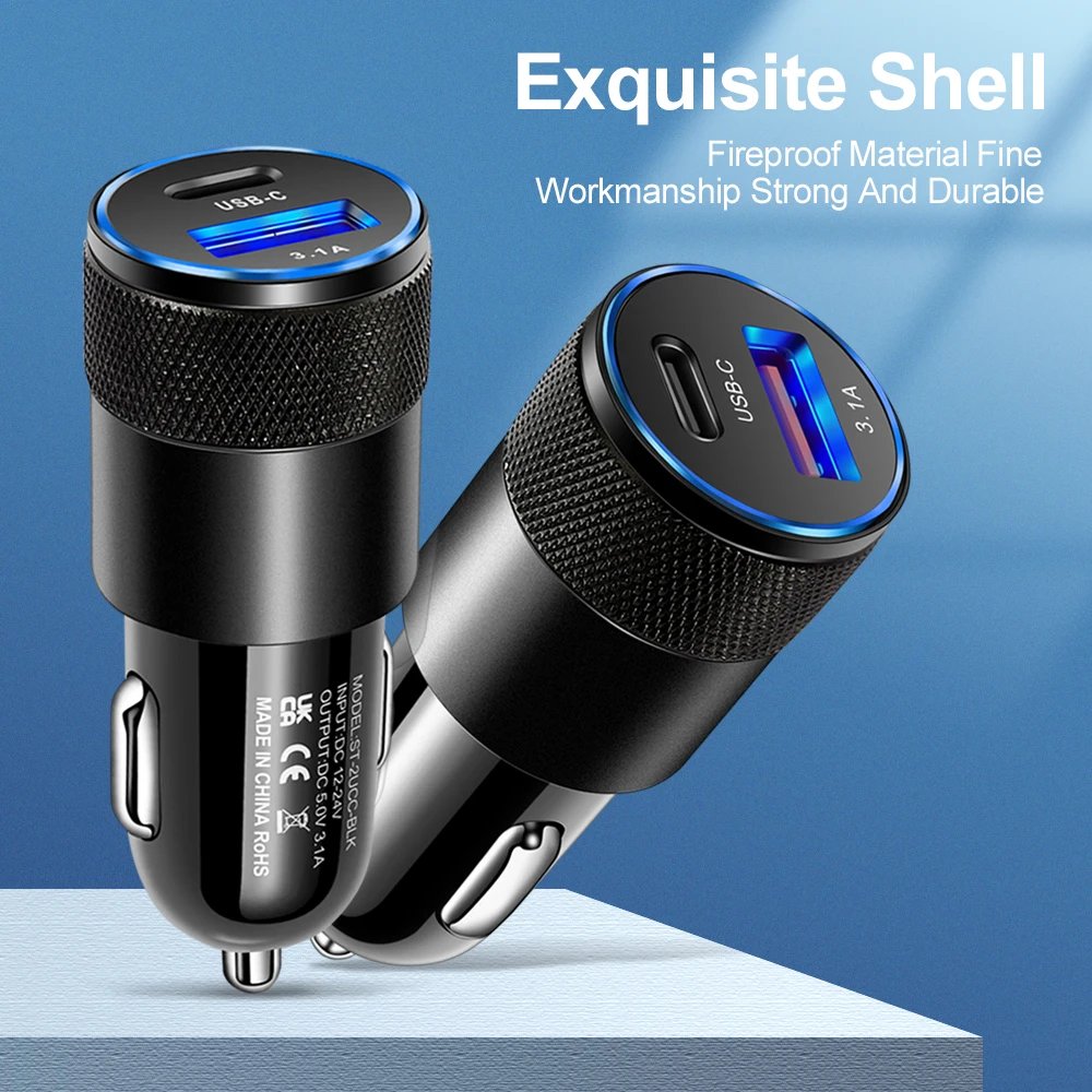 70W PD Car Charger USB Type C Fast Charging Car Phone Charger Adapter for iPhone 15 14 iPad Xiaomi Huawei Samsung Quick Charger