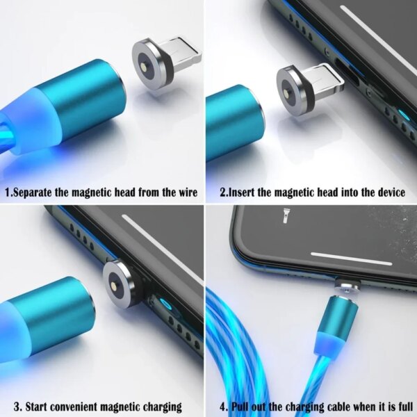 MVQF Magnetic Current Luminous Lighting Charging Mobile Phone Cable cle usb c cable for Samsung LED Micro USB Type C for Iphone - Image 5