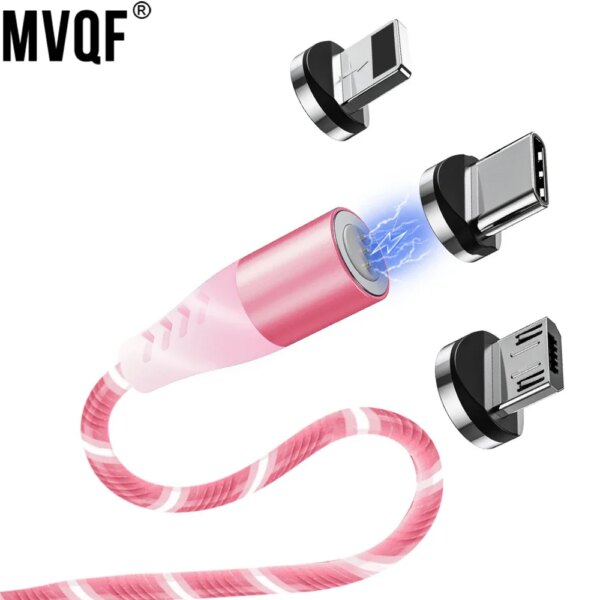 MVQF Magnetic Current Luminous Lighting Charging Mobile Phone Cable cle usb c cable for Samsung LED Micro USB Type C for Iphone - Image 2