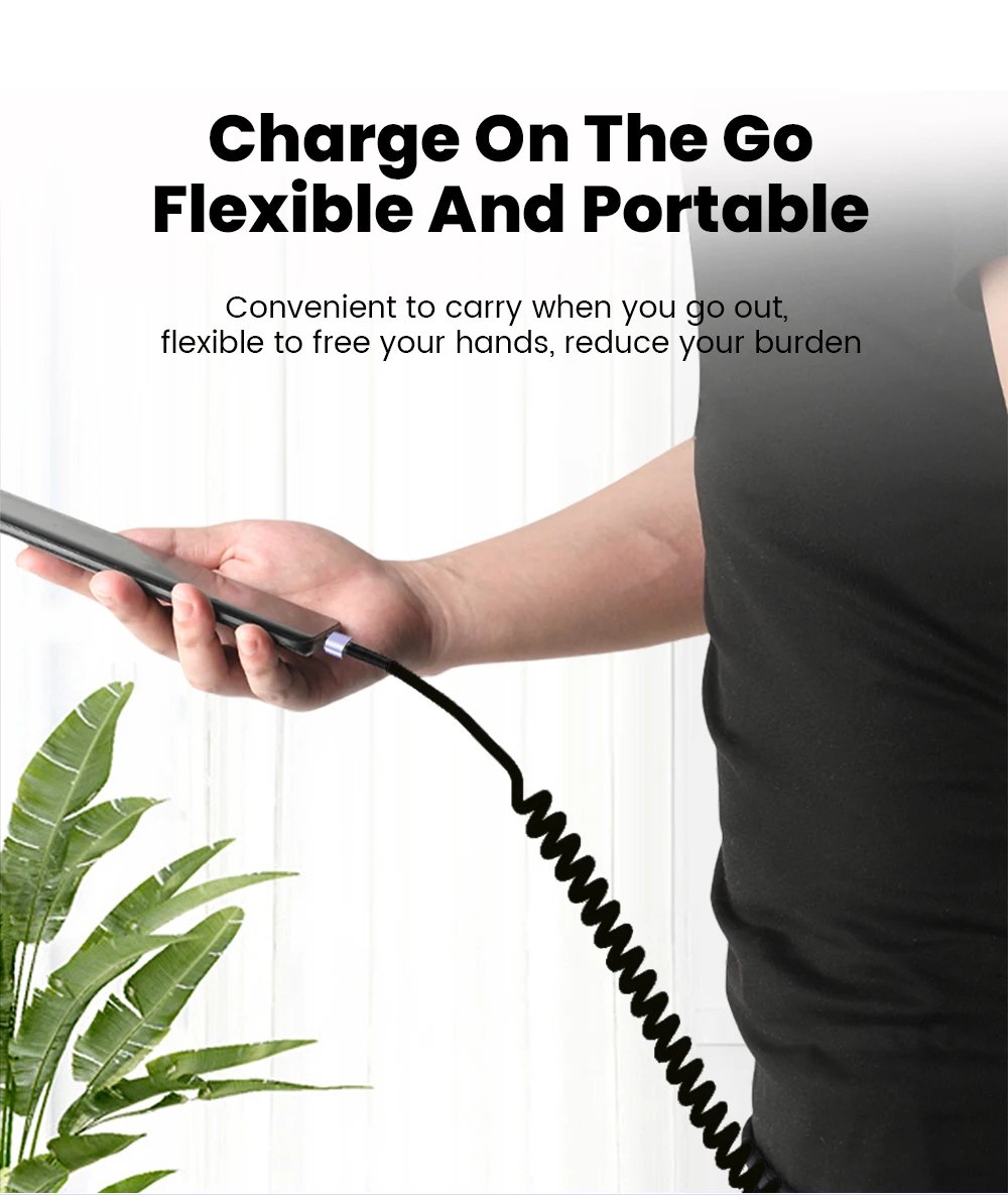 20CM To 1M Car Spring Cable 66W Short Fast Charging Wire Type C TO Type C Cable For iPhone 15 Huawei Xiaomi Samsung USB C Cable