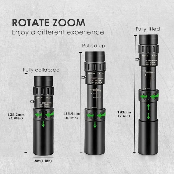 10-300x40 Zoom Telescope HD Portable Strong Binoculars Long Range Professional Monocular Low Night Vision For Hunting - Image 3