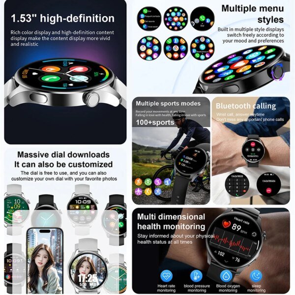 2025 New Business Smart Watch Men Women Fitness Tracker Sports Heart Rate Health Monitoring Watches Bluetooth Call Smartwatch - Image 3