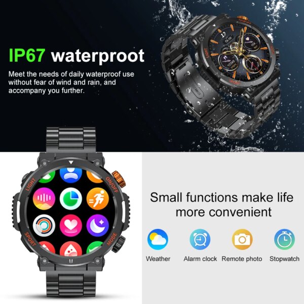 LIGE GPS Positioning Smart Watch Men 412*412 HD Display Waterproof Health Monitoring Bluetooth Call SmartWatch For Huawei Xiaomi - Image 5