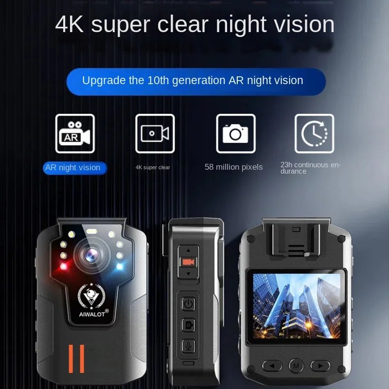 Long Endurance 4K Law Enforcement Recorder 1080P High-definition Night Vision Chest Wearing Camera Video Audio Voice Record