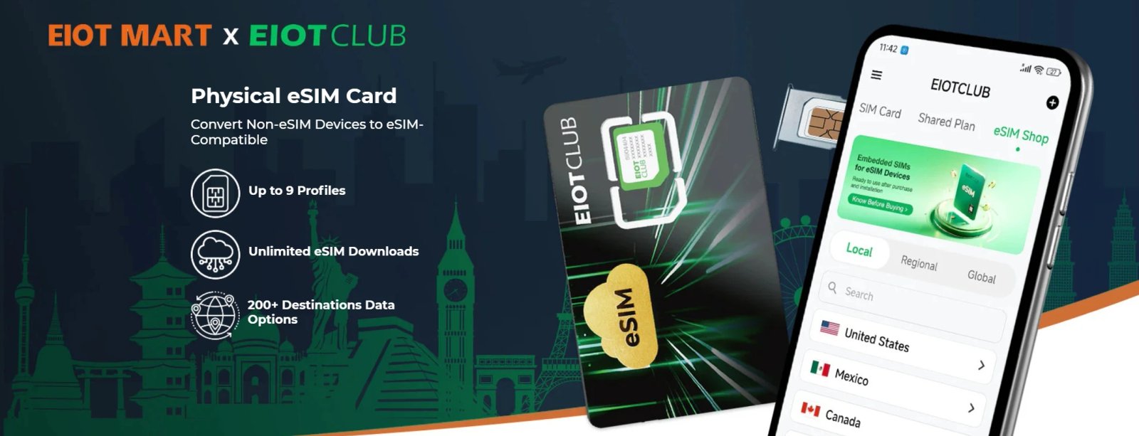 EIOTCLUB eSIM Card for Android & iOS – Unlimited eSIM Downloads, Ideal for Travel and Business, Your Perfect Second Phone Card
