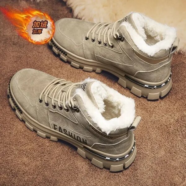 Men Snow Boots  Winter Anti Slip Plush Indoor Warm Cold Proof Snow Boots High Top Platform Lace Up Outdoor Sport Work Boots - Image 4