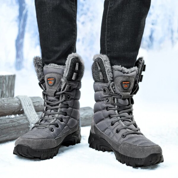 Men Winter Snow Boots Super Warm Men Hiking Boots High Quality Waterproof Leather High Top Big Size Men's Boots Outdoor Sneakers - Image 3