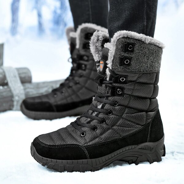 Men Winter Snow Boots Super Warm Men Hiking Boots High Quality Waterproof Leather High Top Big Size Men's Boots Outdoor Sneakers - Image 4