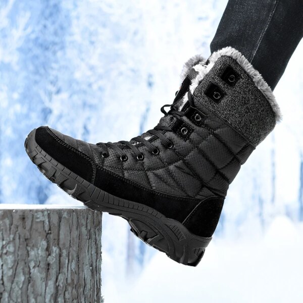 Men Winter Snow Boots Super Warm Men Hiking Boots High Quality Waterproof Leather High Top Big Size Men's Boots Outdoor Sneakers - Image 5