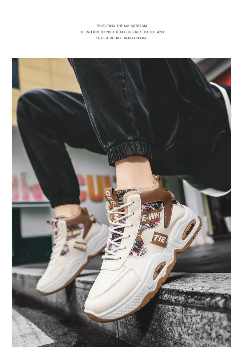 Men's Winter Snow Boots Thickened Fleece Lining Waterproof Cold-proof Warm Cotton Shoes for Men Platform Non-slip Walking Shoes