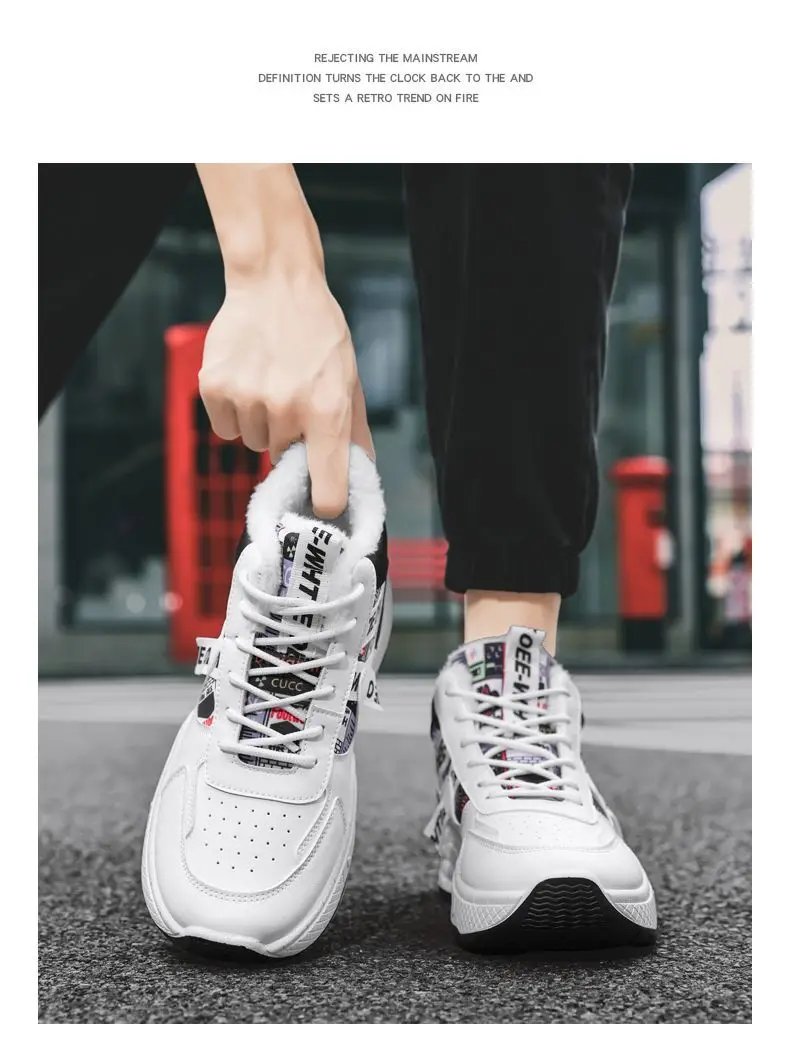 Men's Winter Snow Boots Thickened Fleece Lining Waterproof Cold-proof Warm Cotton Shoes for Men Platform Non-slip Walking Shoes