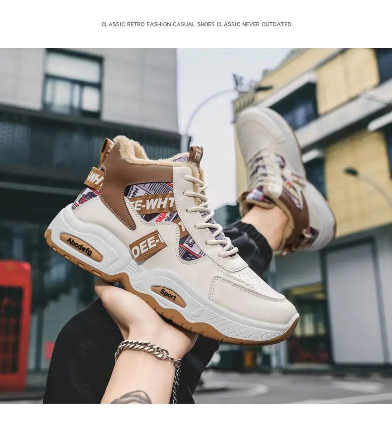 Men's Winter Snow Boots Thickened Fleece Lining Waterproof Cold-proof Warm Cotton Shoes for Men Platform Non-slip Walking Shoes
