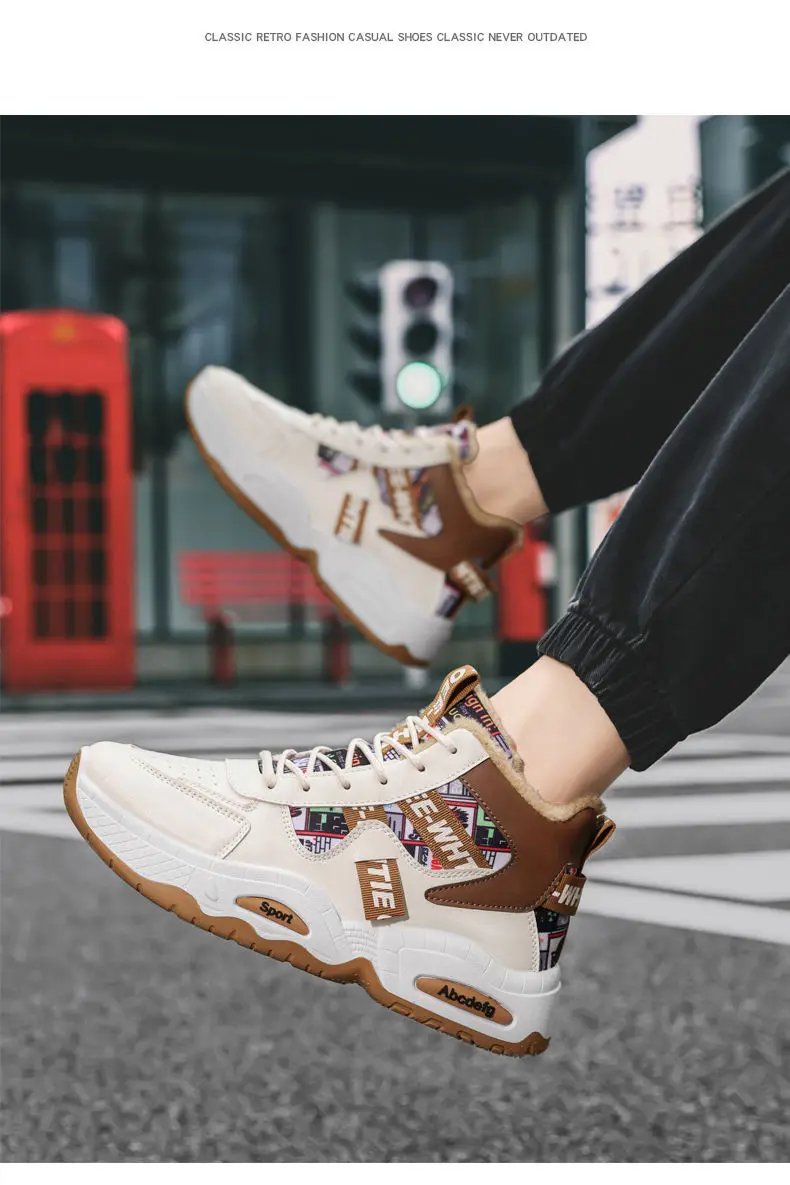 Men's Winter Snow Boots Thickened Fleece Lining Waterproof Cold-proof Warm Cotton Shoes for Men Platform Non-slip Walking Shoes