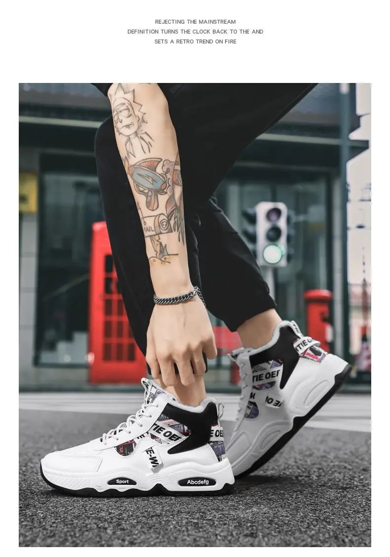 Men's Winter Snow Boots Thickened Fleece Lining Waterproof Cold-proof Warm Cotton Shoes for Men Platform Non-slip Walking Shoes