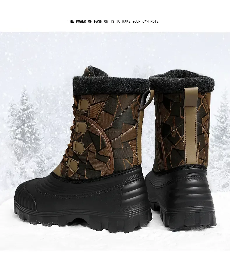 High Top Winter Camouflage Boots Warm Thick Plush Men Outdoor Walking Shoes Waterproof Snow Boots Men Cotton Shoes Men Lace Up High Top Winter Camouflage Boots Warm Thick Plush Men Outdoor Walking Shoes Waterproof Snow Boots Men Cotton Shoes Men Lace Up